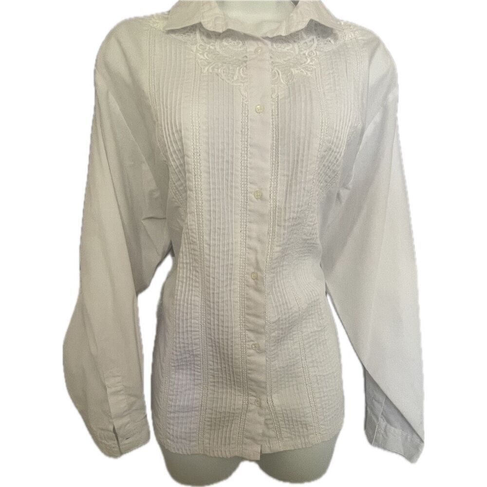 Vintage Changes Button Up Lace Blouse Women’s Size 14 Cottagecore